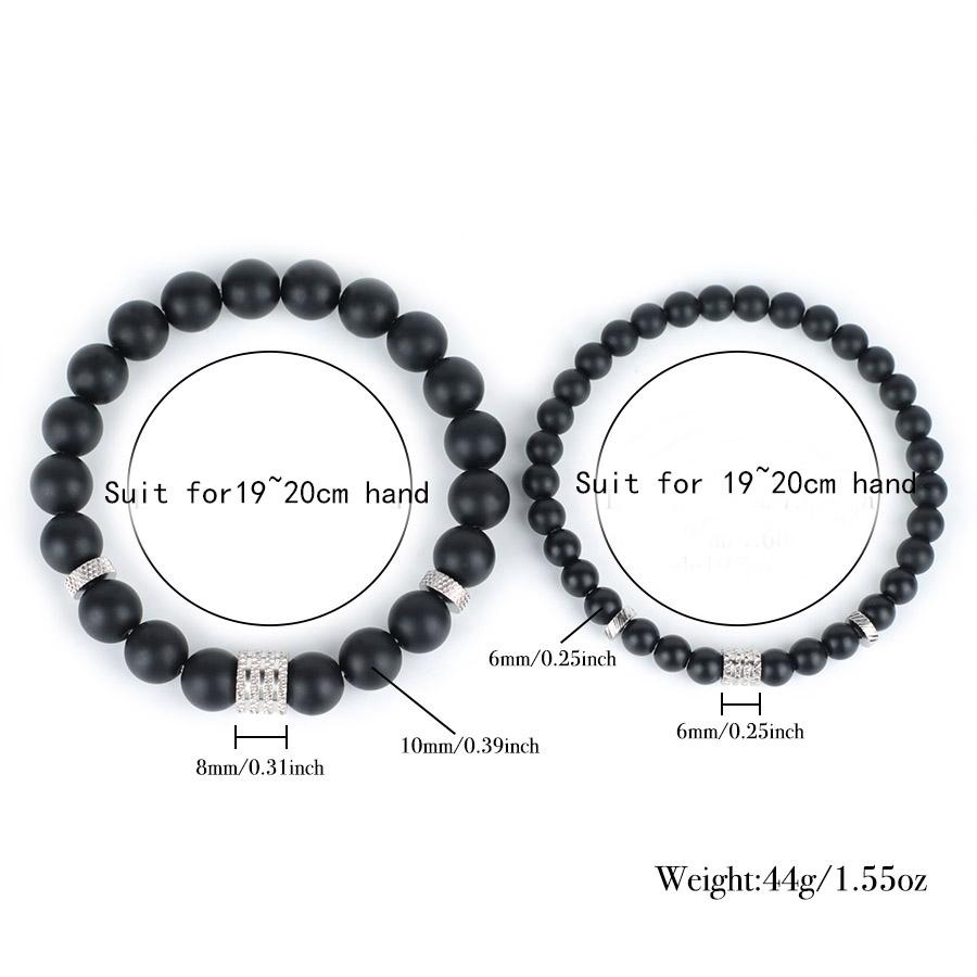 Unique Men Bracelet 2Pcs/Set 6mm 10mm Tiger Eyes Howlite Obsidian Beaded Braslet Homme Unfading Leisure Versatile Accessories