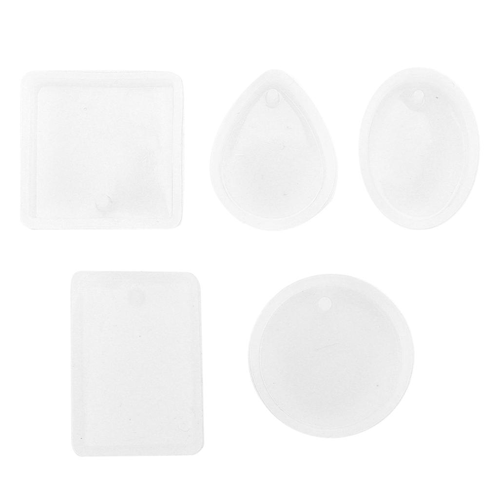 5pcs Silicone Molds Round Foursquare Perforated Jewelry Resin Molds for DIY Pendant Accessories Craft Decoratrion