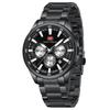 Mens Chronograph Watch Waterproof Quartz Wristwatch Steel Band Casual Business Male Clock Night Glow Display
