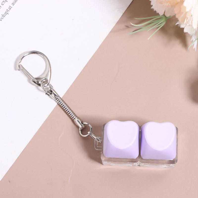 

2 Key Candy Color Love Keyboard Keychian Creative Keycap Stress Relief Keyring Decompression Toys Adult Children Gifts as the picture