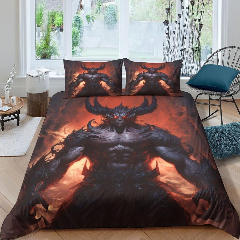 Devil Duvet Covers for Teens Adults Queen Size Quilt Covers Lightweight Down Room Decor 2 Pillowcases 1 Duvet Cover No Comforter