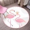 Cartoon Flamingo Print Round Carpet Living Room Anti-slip Rugs Camping Picnic Mat Yoga Mat Kids Bedroom Decor Outdoor Rug