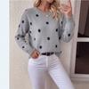Women S Polka Dot Jacquard Knit Loose Long Sleeve Pullover Sweater