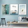 Nordic Style Beautiful Seascape Canvas Painting Beach Building Wall Art Posters Pineapple Stone Sea Pictures for Room Home Decor