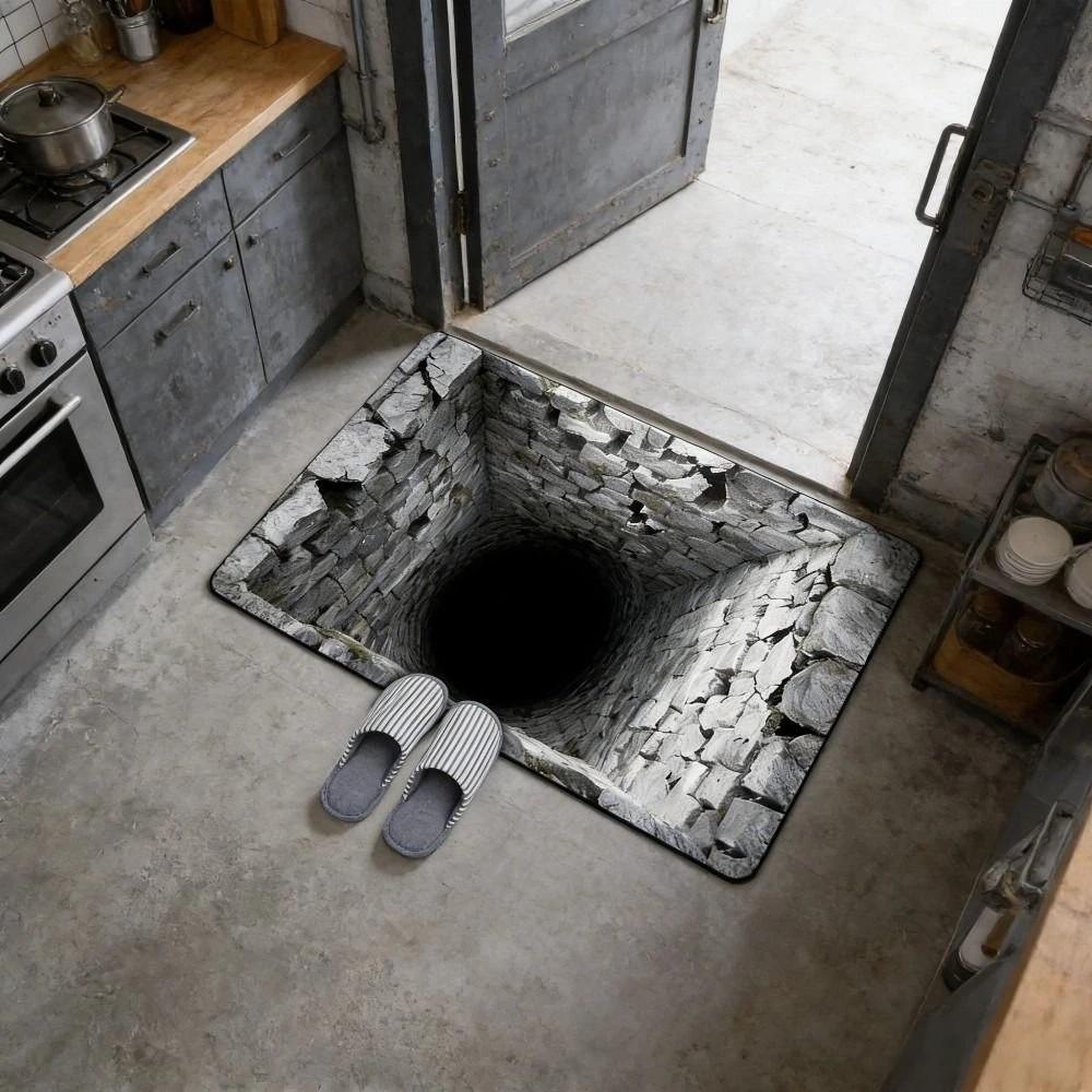 Non-slip Optical Illusion Doormat 3D Flat Bedroom Door Rug Creativity Bathroom Carpet  Home Decor