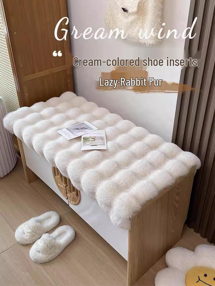 Rabbit Plush Shoe Changing Stool with Cushion and Mat