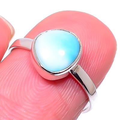 Natural Republic Larimar Edelstein 925 Sterling Silber Schmuck Ring Größe 6,5 c3M33