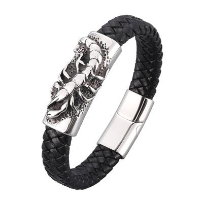 Yeni El Yapımı Retro Dokuma Charm Deri Bileklik Erkek Punk Bilezikler Akrep Erkek Takı Aksesuarları