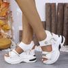 Women'S Platform Casual Sandals with Adjustable Hook and Loop Strap Breathable Mesh Upper