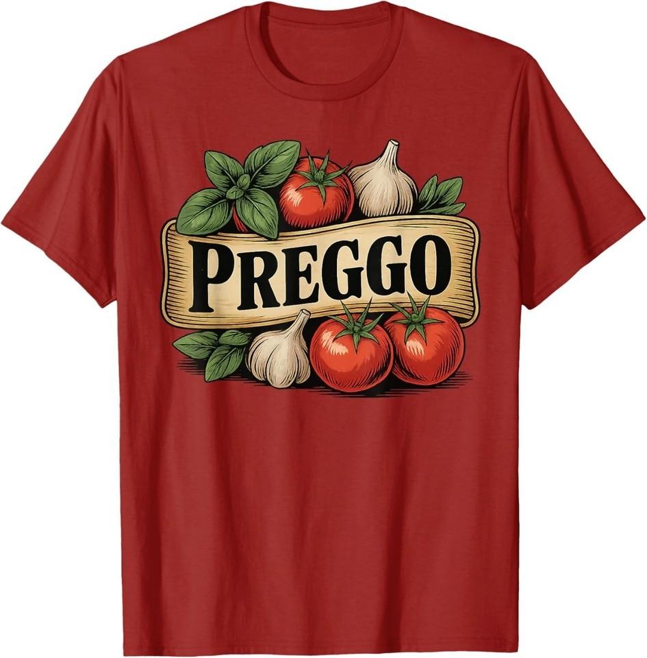 Preggo Costume Pregnancy Announcement Prego Pasta Sauce T-Shirt S