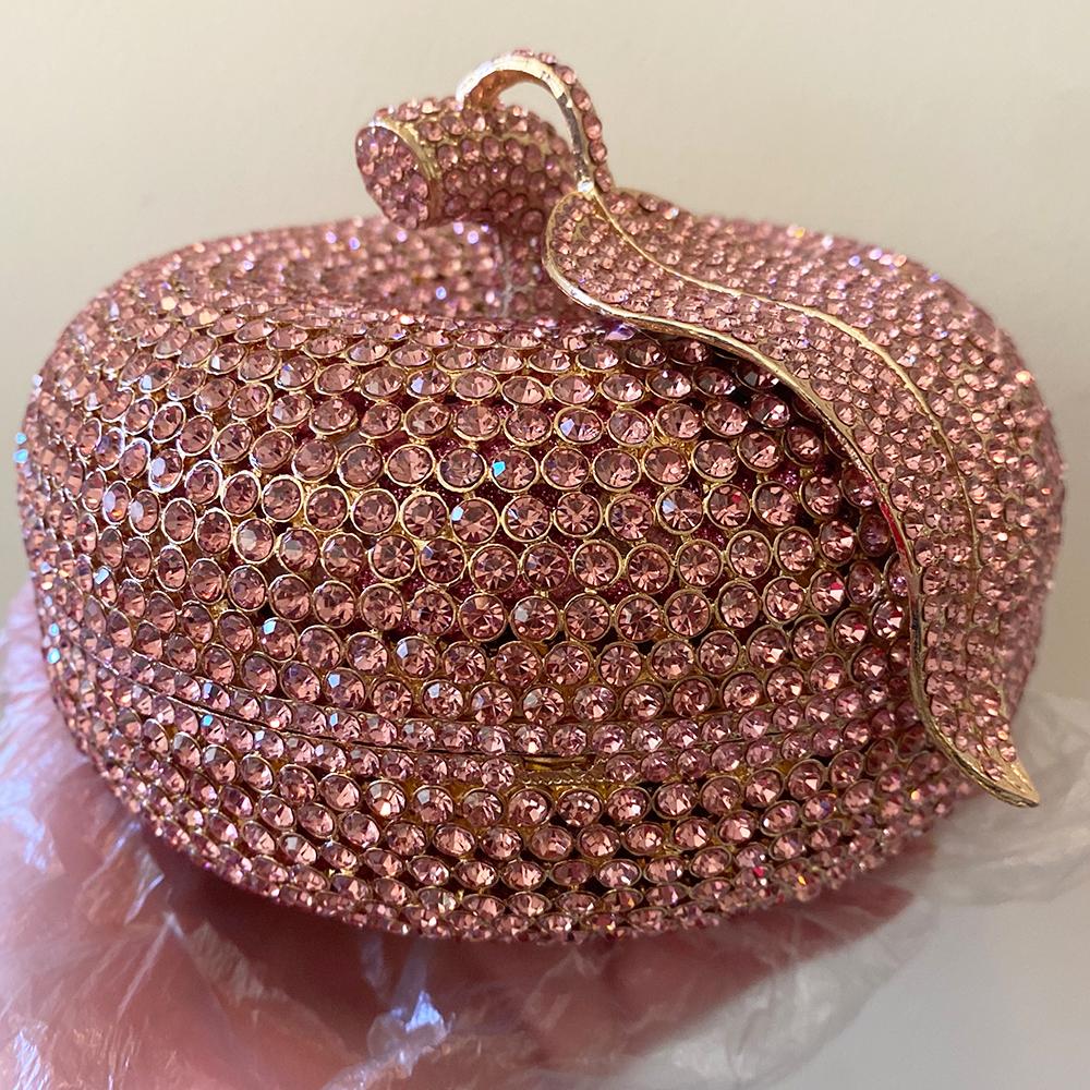 Apfelmuster Strass Abendtasche Blätter Luxus Clutch Damen Diamant Cocktail Clutches Dame Gold/Silber Geldbörse Und Handtasche