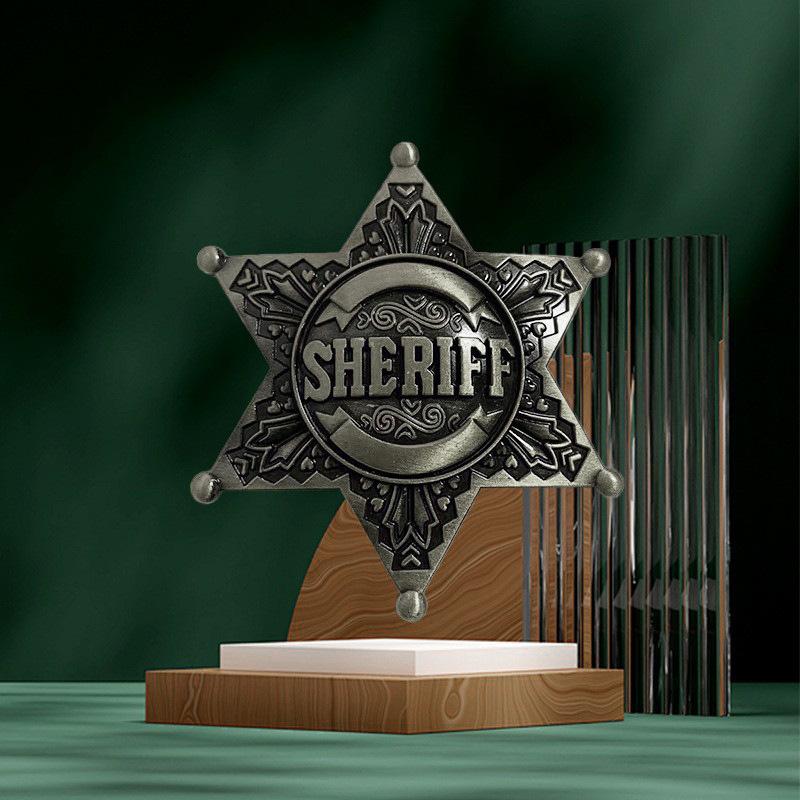 

НАС. Брошь-значок «Щит шерифа» Шестиконечная звезда Значок Почетный знак общественной безопасности Креативный Изысканный Маленький значок 6*7cm старый серебряный