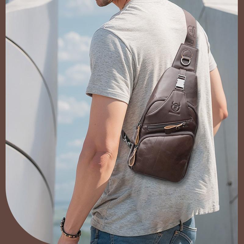 Genuine Leather Men Messenger Bag Casual Crossbody Bag Fashion Men's Chest Bag Male Shoulder Bag