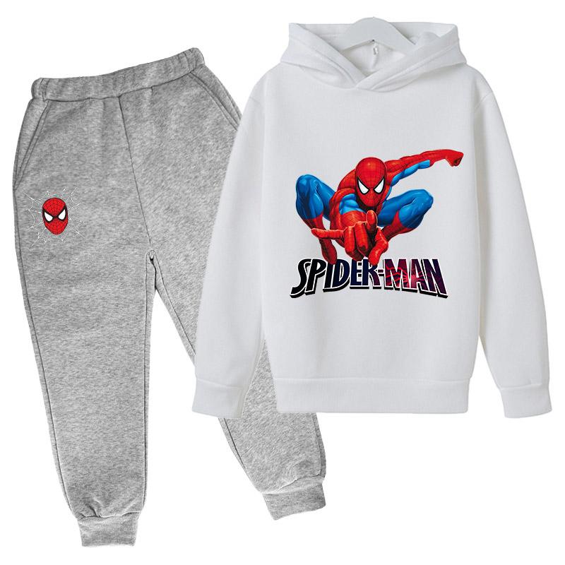 Marvel Felpe Pantaloni Spiderman Set 2 Pezzi Abbigliamento Primavera Autunno Bambini Maschi Femmine Bambini Moda Costume Tute Bambini Cartone Animato 4-14 anni