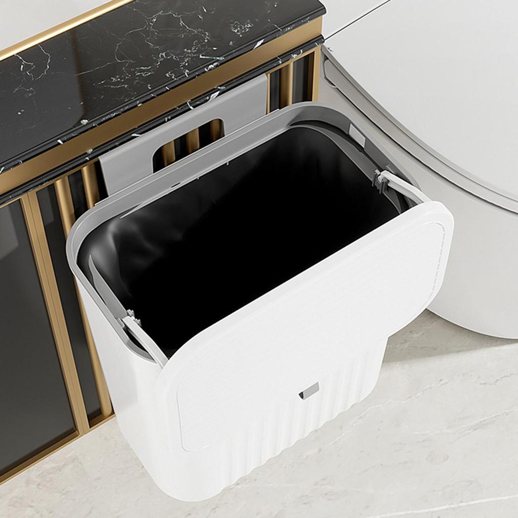 Hanging Trash Can with Lid No Drill Space Saving Kitchen Garbage Bin Under Cabinet/Sink Trash Container, Easy Mount Bathroom