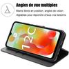 Coque pour Xiaomi Redmi 12C-11A avec 2 Verres Trempés - Protection Effet Cuir Noir Fermeture Magnétique