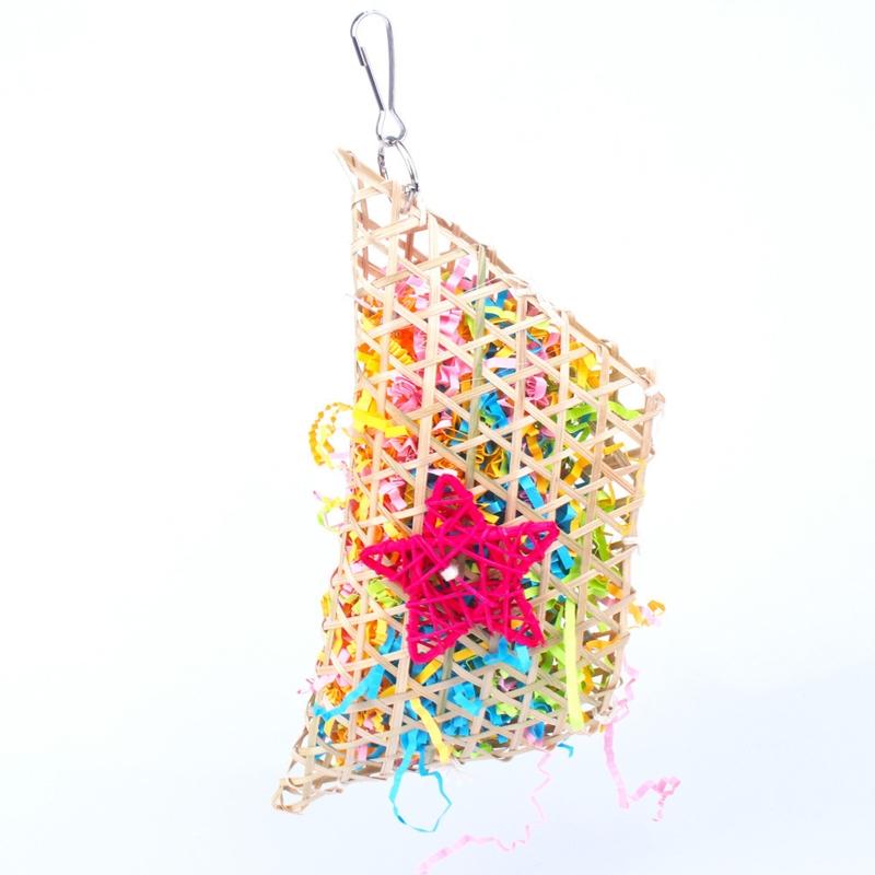 Vogel Schredder Spielzeug Kleiner Papagei Kauen Bambus Gewebte Beutel Spielzeug Futter Suche Hängendes Spielzeug für Wellensittiche Liebesvögel Wellensittiche