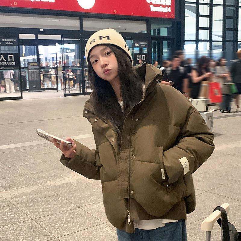 

Новая женская зимняя короткая куртка с наполнителем из пуха и хлопка, корейская версия маленького пальто, стеганая повседневная куртка с наполнителем из хлопка, свободного кроя. XL