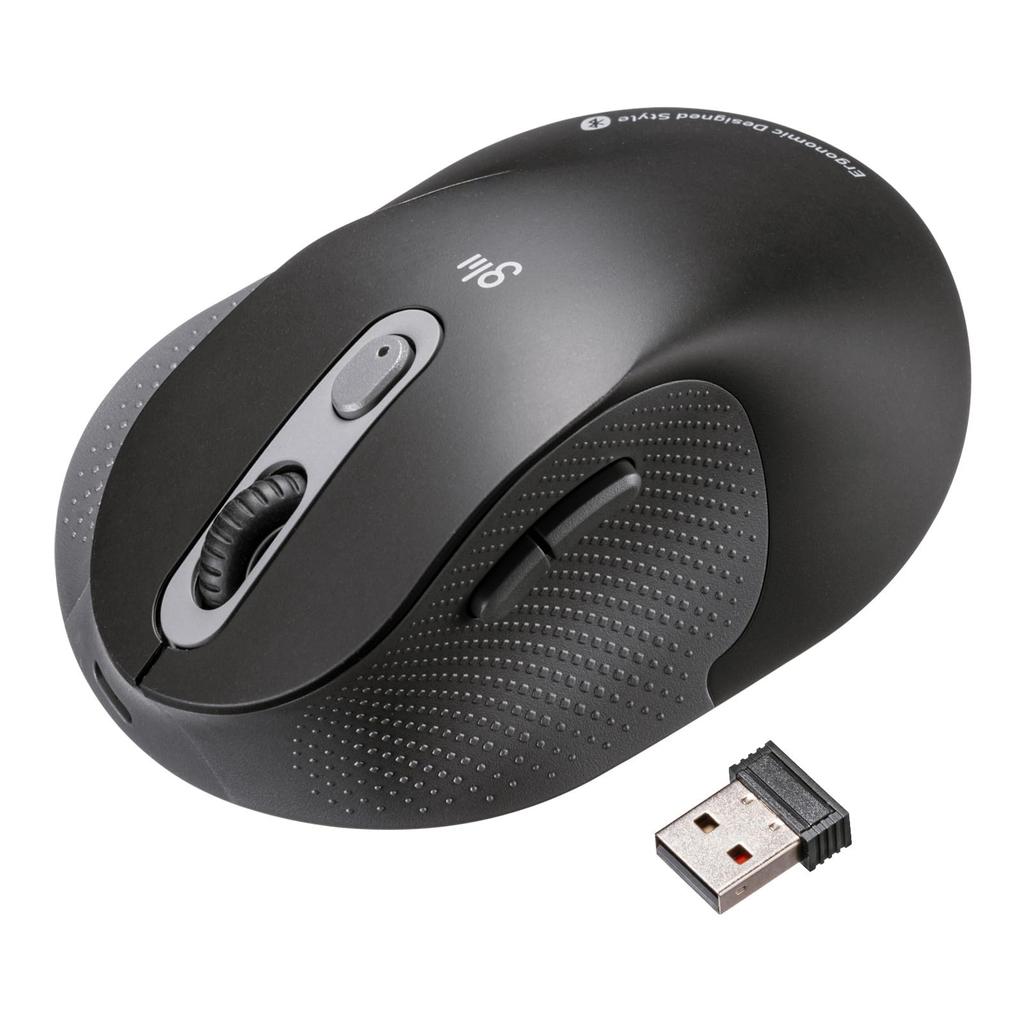Sanwa Supply Silent Wireless Ergonomic Combo Mouse Wireless 58mm (2.4GHz + Bluetooth, Height) MA-EWBBS528LBK