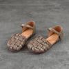 Johnature Versatile Women's Shoes Casual Genuine Leather Hand Woven Round Toe Flat Sandals