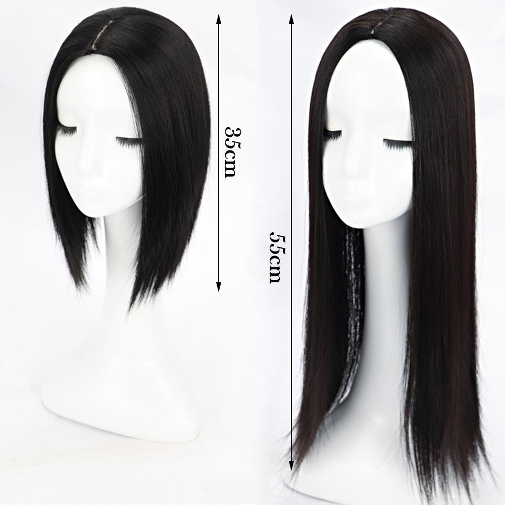 35/55cm Long & Short Wig Piece Female Top Hair Piece Invisible Natural Straight Hair Styling Tool For Girls Women Without Bangs