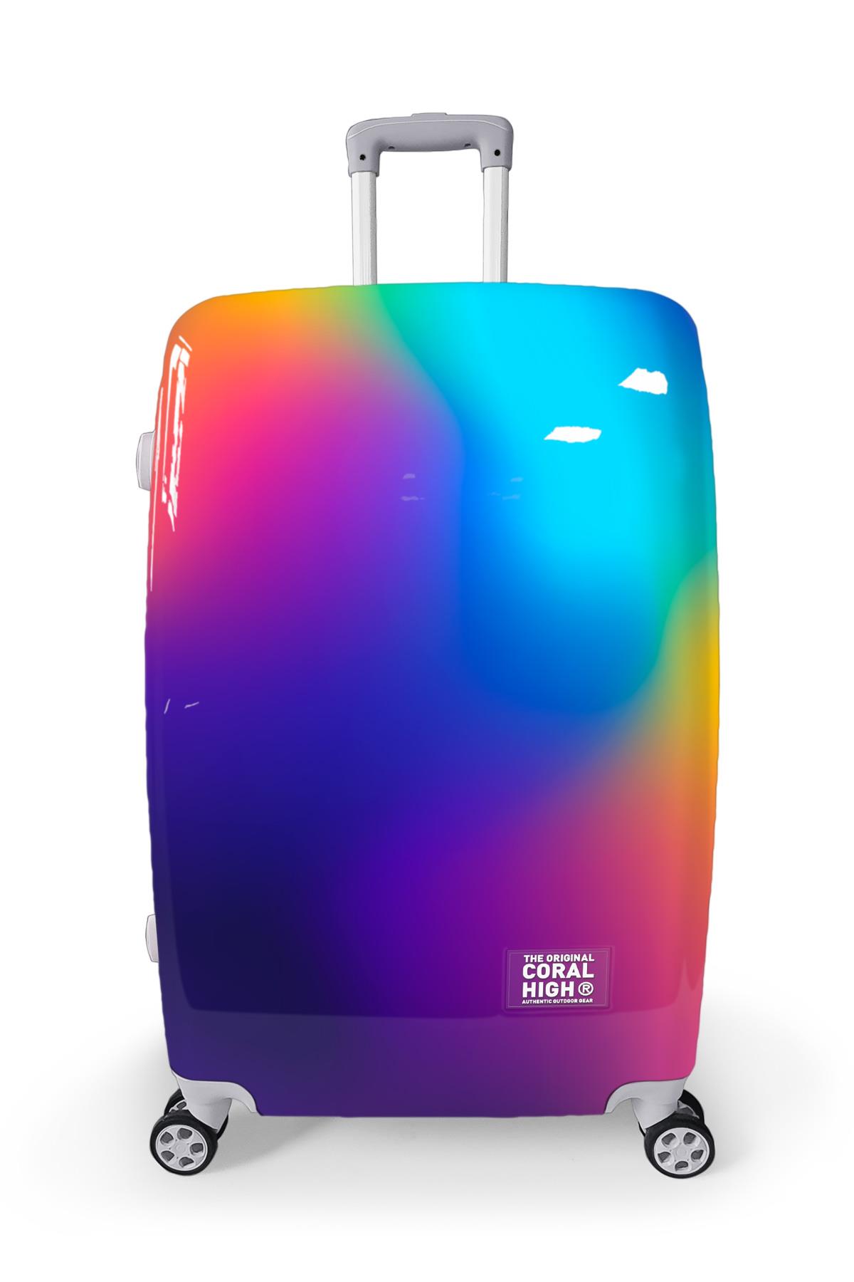 

Чемодан большого размера из ПК кораллового цвета с ярким рисунком (70см) 16823