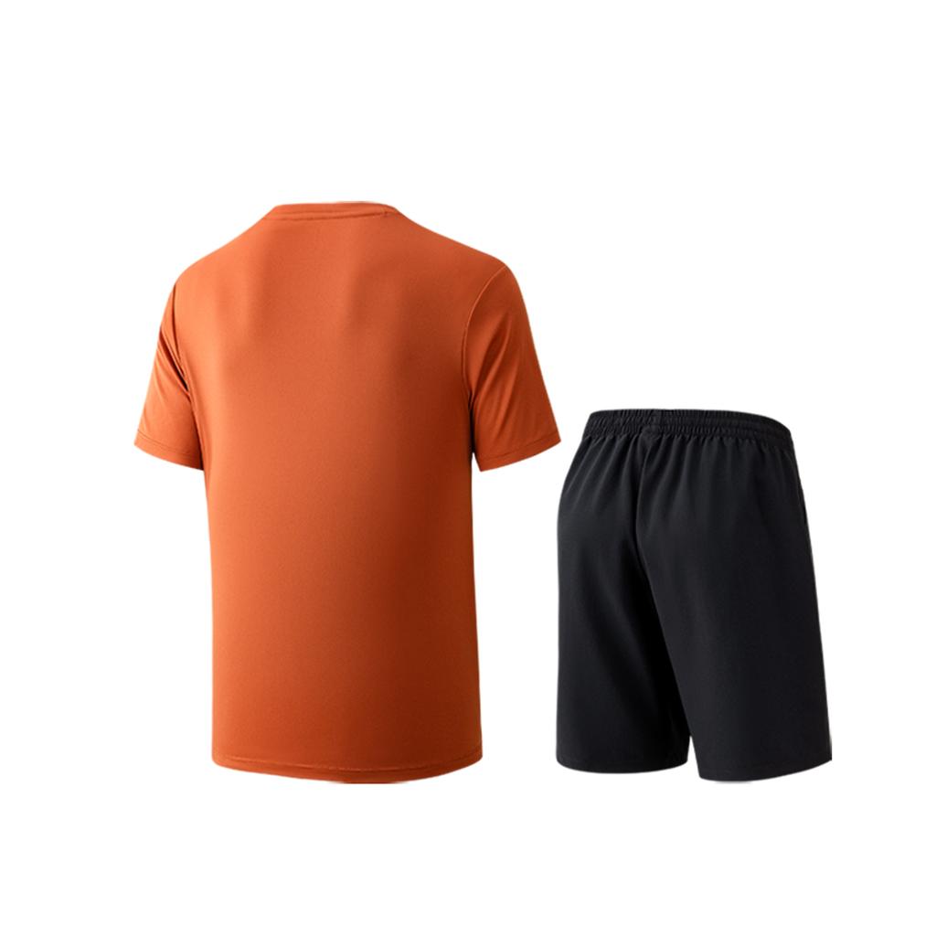Anta Training Suit Summer Casual Sports Set Men suit Tea-Brown Orange 952627202-3