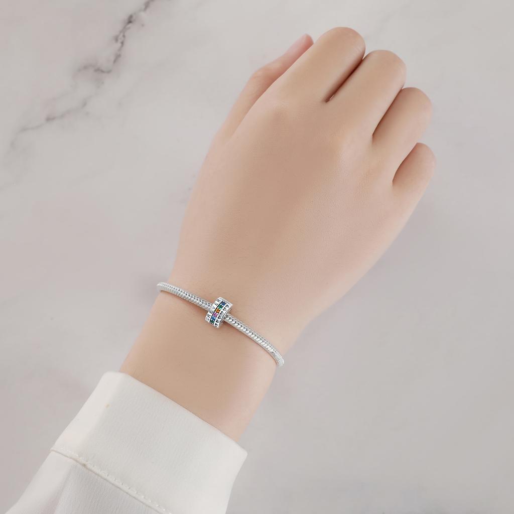 Original Copper Charms Luxury Colored Zircon Stone Fixed Clip Beads Fit Bracelet Diy Women Making Delicate Gift