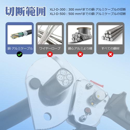 NEWTRY XLJ-D-500 Ratchet Cable Cutter with Extendable Handle, Cable Scissors, and Cable Nippers, Cutting Capacity for Copper and Aluminum Cables Up To