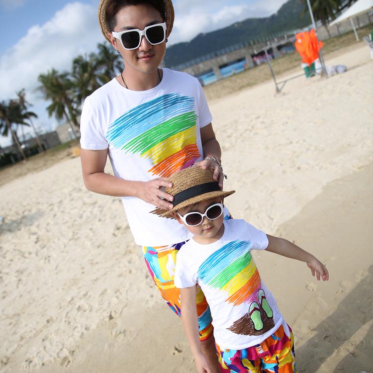 Korean Style Family Summer Outfits: Parent-Child Matching Sets for Mother, Daughter, and Boys (5-Piece Set)