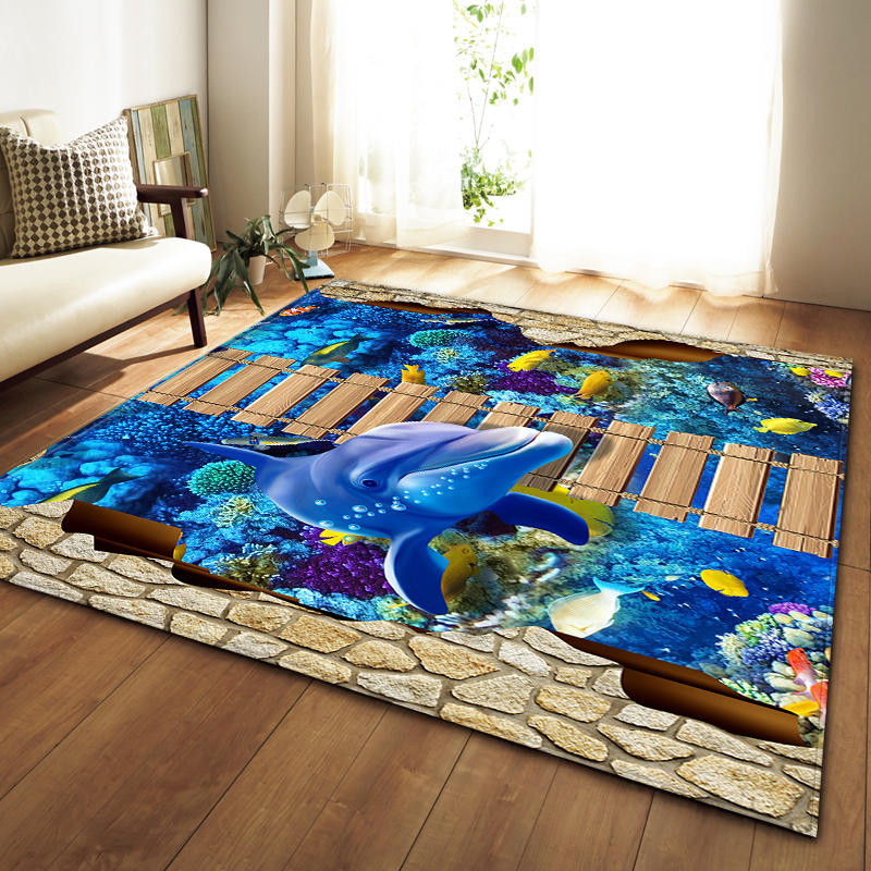 Lotus Goldfish 3D Carpets Living Room Area Rug Outer Space Planet Bedroom Rug Children Play Mat Coffee Table Carpet Floor Mat