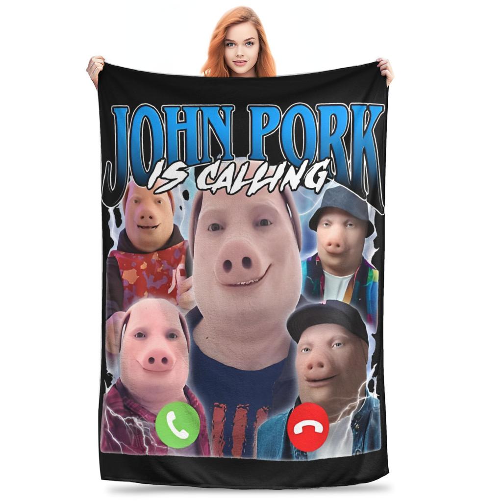 John Pork volá Vtipný meme deka Super měkká teplá Přehozová deka na pohovku 50x60 palců Více velikostí Kus koberce