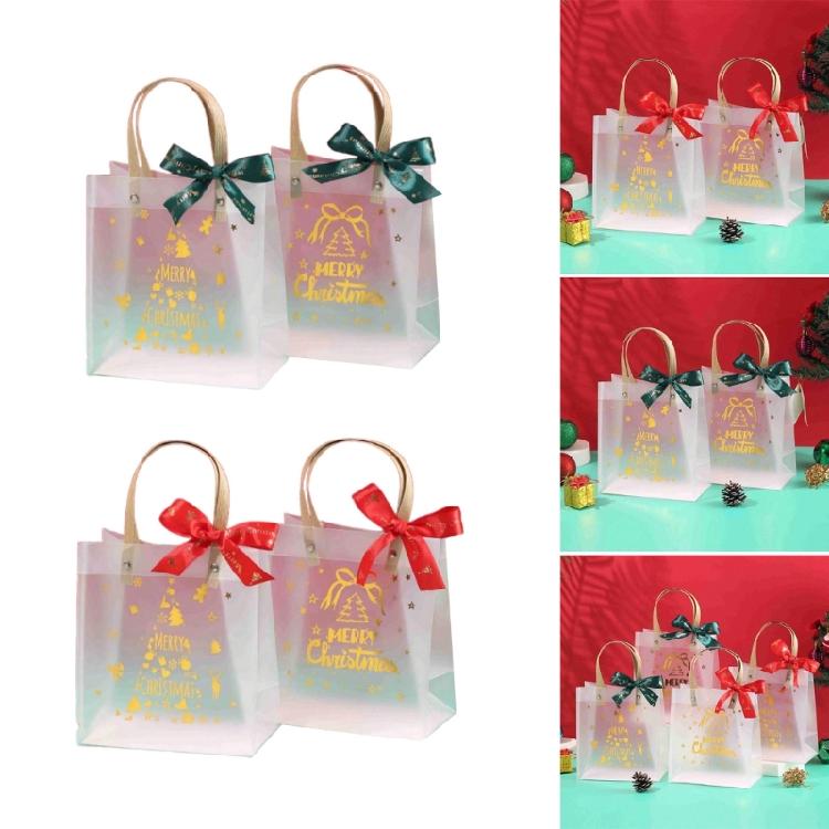Pack Of 8 Transparent Gift Bags with Handle Practical Storage Pouches for Holiday Presents Christmas Party Supplies