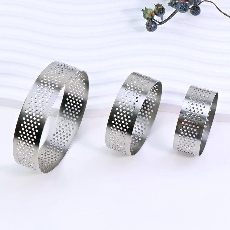 5/6/7/8CM Classic 304 Stainless Steel Mousse Ring Cake Mold With Hole Tart Bottom Tower Fruit Pie Quiches Baking Tool
