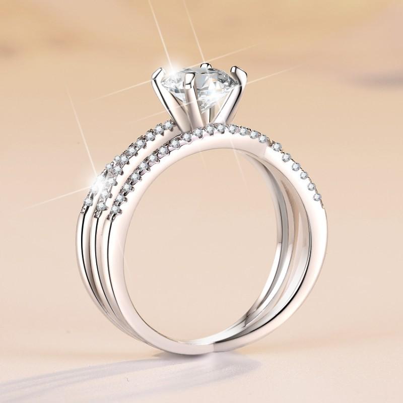 D farge 1 karat moissanite ring for kvinner S925 sterling sølv gullbelagt pt950 karat ring forlovelsesring giftering gave til kjæresten