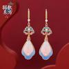 Peach Rhyme Mulberry Silk Velvet Floral Stud Earrings - Chinese Qipao Style High-End Jewelry for Women