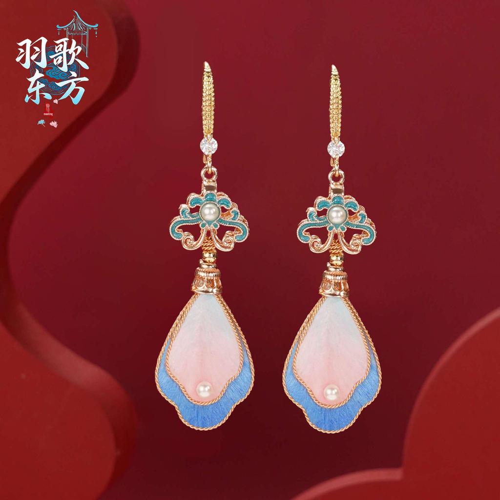 Peach Rhyme Mulberry Silk Velvet Floral Stud Earrings - Chinese Qipao Style High-End Jewelry for Women