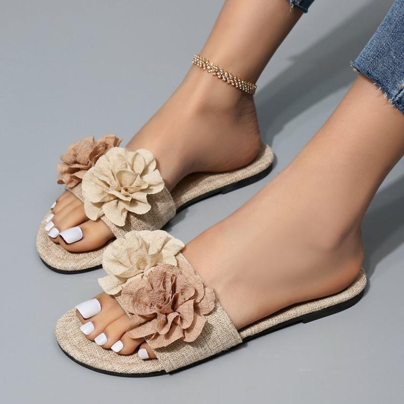 Summer Non-slip Comfortable/lightweight Women's Flat Slippers Fashion New Round Toe Elegant Open-toe Sexy Beach Slippers