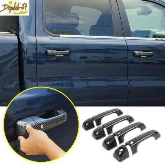 For -22 Dodge Ram 1500 ABS Carbon Fiber Look Car Door Handle Cover Trim 8PCS