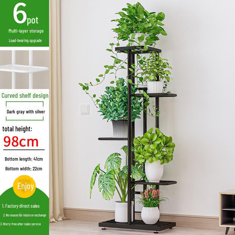 Balkon veya Oturma Odası için İç/Dış Mekan Çok Katlı Demir Bitki Standı.