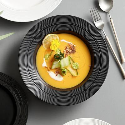 Assiette occidentale blanche ménage céramique lumière luxe créative chapeau de paille japonais assiette à soupe