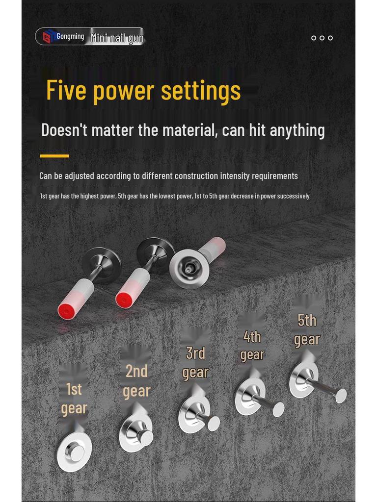 Nickel-Plated Mini Powder Actuated Nail Gun - Rustproof, All-Steel, Silenced Fastener for Ceiling Decoration