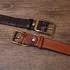 Belt Men's Copper Pin Buckle Thickened First Layer Cowhide Men's Genuine Leather Retro Engraved Export Belt Locomotive Men's Models