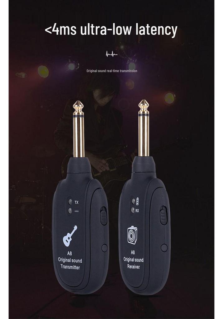Guitar & Sax Wireless Transmitter Receiver with Noise Reduction for Electric & Acoustic Instruments