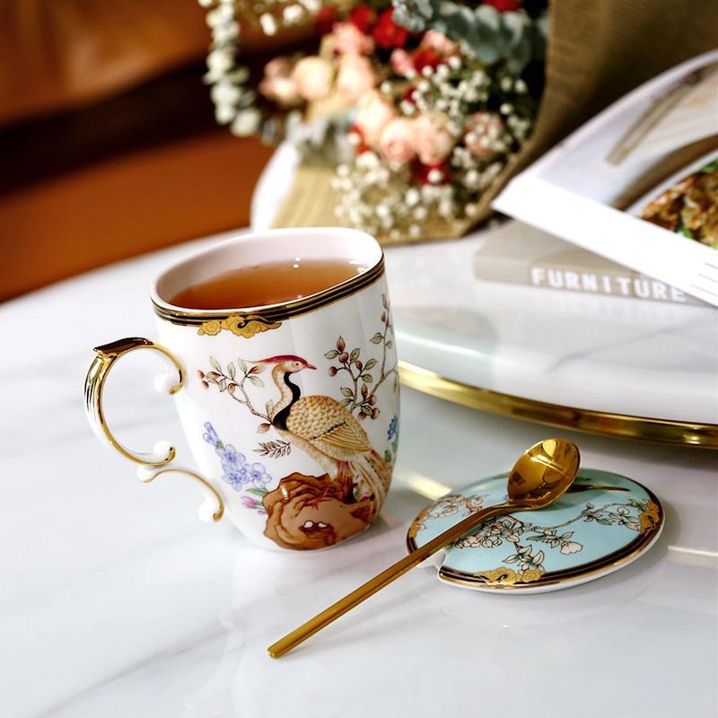 Luxury Bone China Phoenix Coffee Cup Cute Animal Milk Mug Water Drinkware for Home