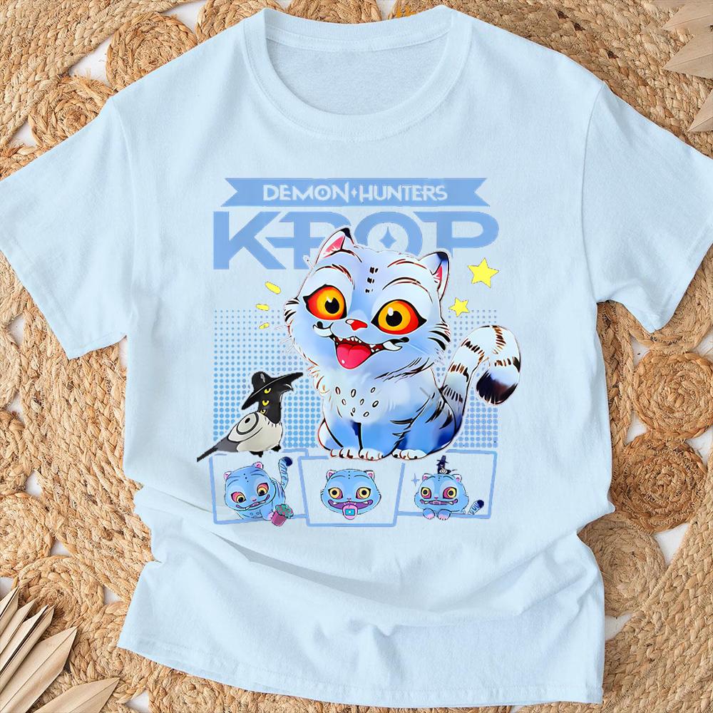 Kpop Demon Hunter HD Tiger Print T-Shirt - 100% Cotton Breathable Summer Tee for Men & Women  Soft Round Neck Casual Top