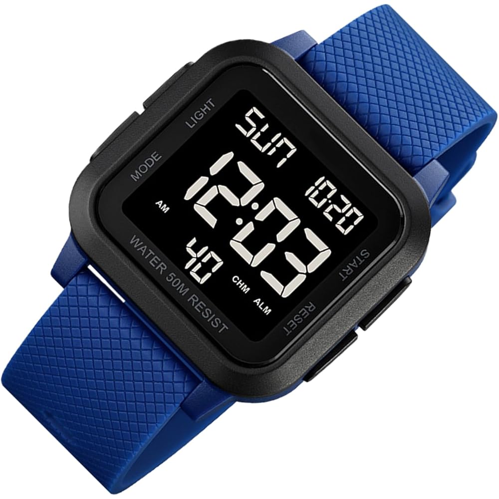 "Waterproof Sports Watch LED Display Backlight Durable Outdoor Adventure Timepiece for Men"