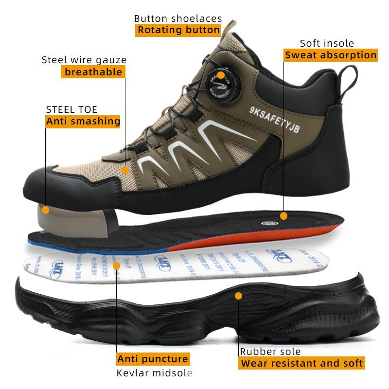 Safety Boots New Mountaineering Safety Boots Anti-smashing and Anti-piercing Knob Buckle Fashionable Work Boots