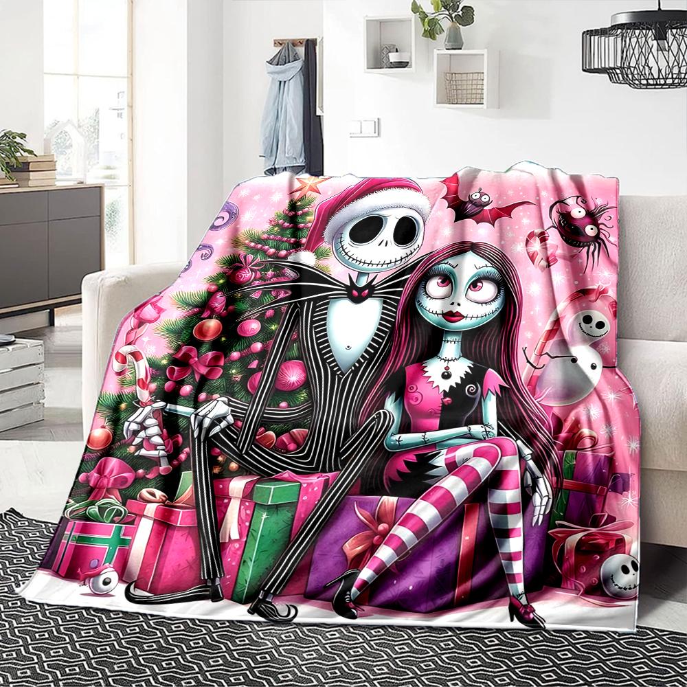 1Pc Christmas Nightmare Before Christmas Blanket Soft Throw Blanket For Home Bedroom Bed Sofa Travel Office Solid Christmas Blanket