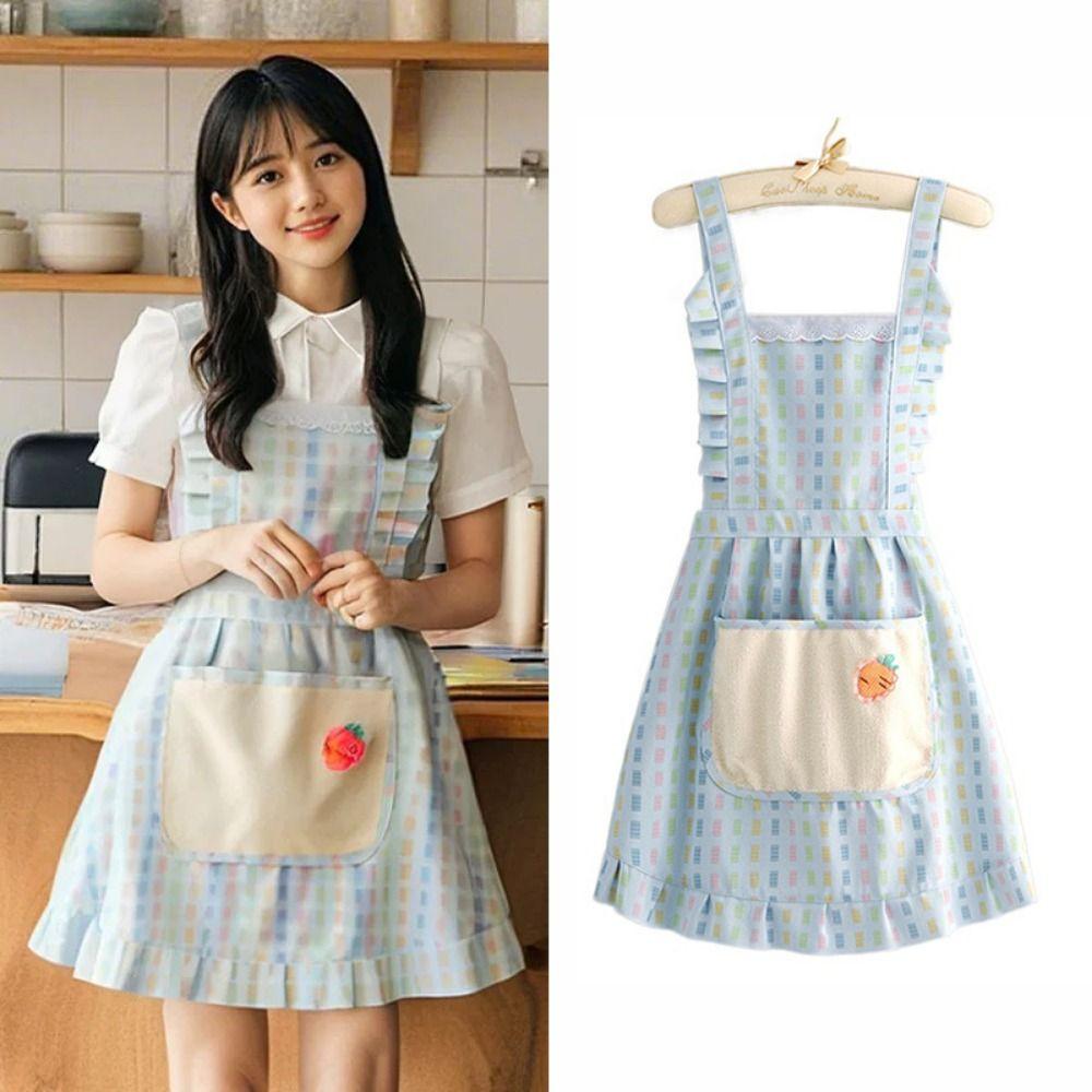 

Protective Kitchen Cooking Apron Breathable Cleaning Apron Long Sleeve Apron Home Kitchen Style 6-Vest